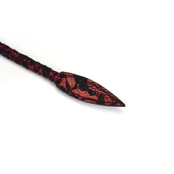 Батіг Liebe Seele Victorian Garden Lace і Vegan Leather Bull Whip, 90 см (чорний з червоним) 123536 фото
