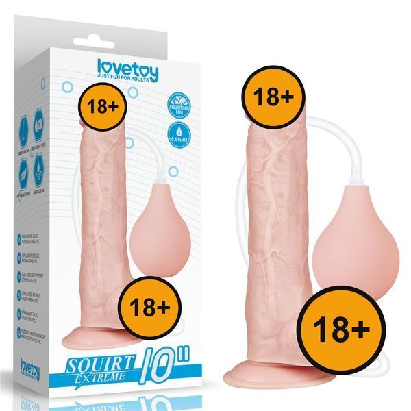 Великий фалоімітатор LoveToy Squirt Extreme, що кінчає, 25,4 см (тілесний) 28846 фото