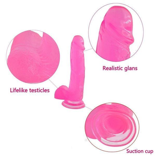 Фалоімітатор Jelly Studs Large, 20 см (рожевий) 59662 фото