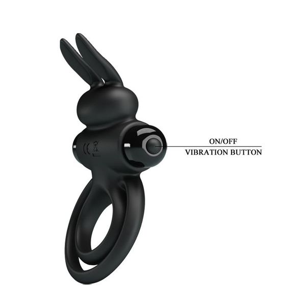 Виброкольцо Pretty Love Vibro Penis Ring Bunny III, 9,7 см (черный) 9023 фото