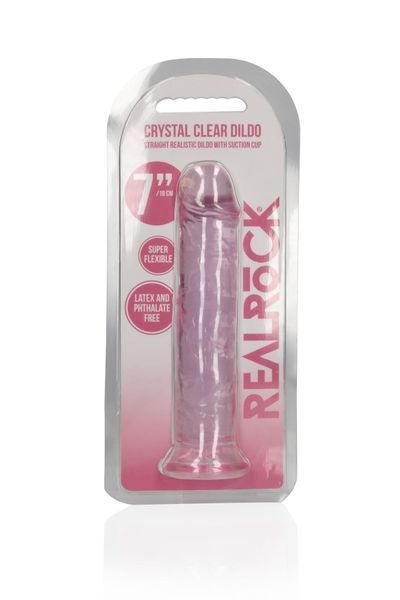 Фаллоимитатор RealRock Crystal Clear Realistic Dildo 7'', 20 см (розовый) 59606 фото