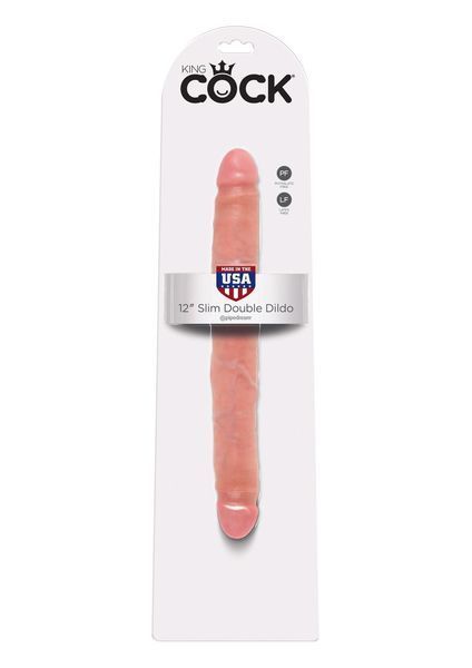 Двосторонній фалоімітатор King Cock Slim Double, 30 см (тілесний) 12564 фото