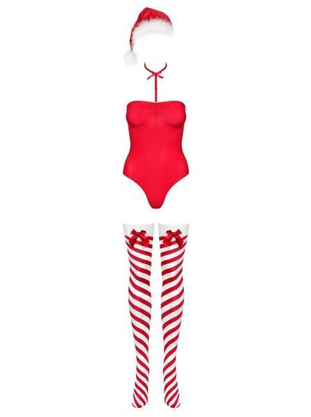 Еротичний боді Obsessive Kissmas, L/XL (червоний) 20096 фото