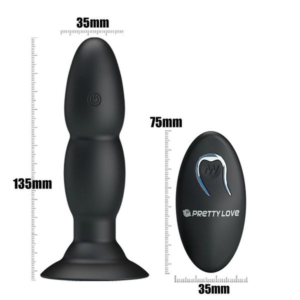 Анальна пробка Pretty Love RC Vibrating Butt Plug, 13,5 см (чорний) 10166 фото