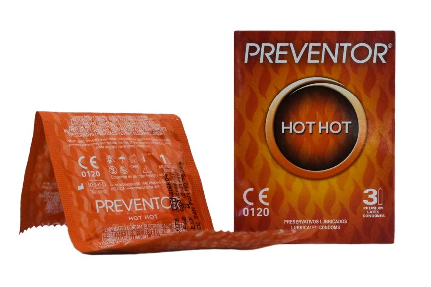 Интимный защитный аксессуары Preventor® Hot Hot, 3 шт (ваниль) 46462 фото