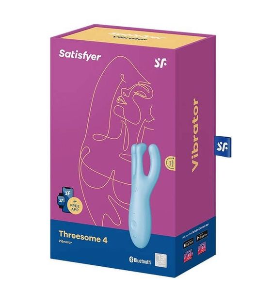 Вибратор для клитора Satisfyer Threesome 4, 14 см (голубой) 13281 фото