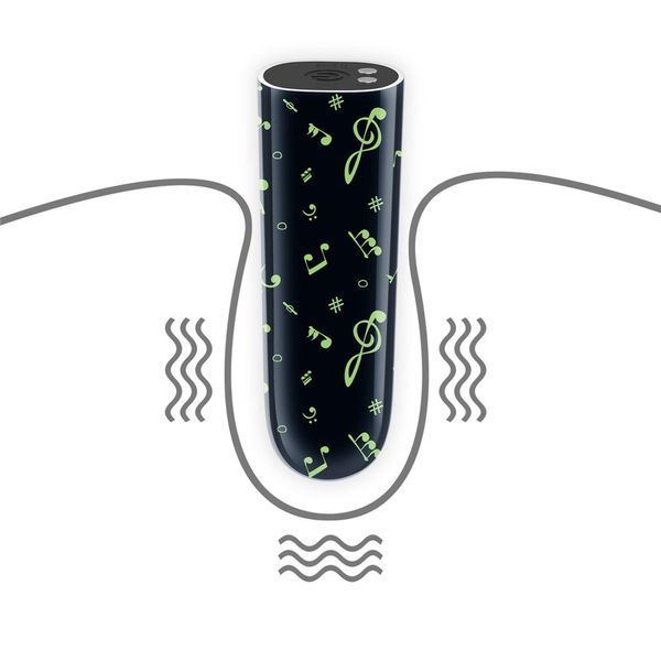 Вібратор для клітора LoveToy Music Massager Glow In The Dark, 8,5 см (чорний) 32408 фото