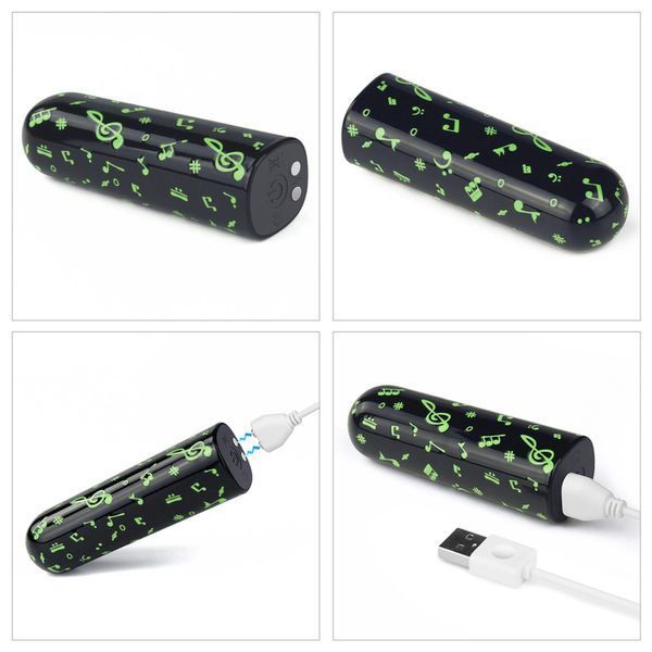 Вібратор для клітора LoveToy Music Massager Glow In The Dark, 8,5 см (чорний) 32408 фото
