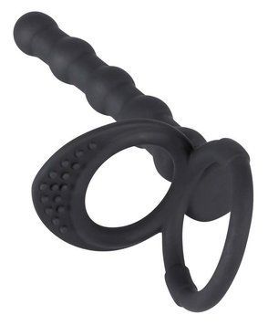 Анальная пробка с эрекционным кольцом Black Velvets Cock And Ball Ring, 19 см (черный) 81728 фото
