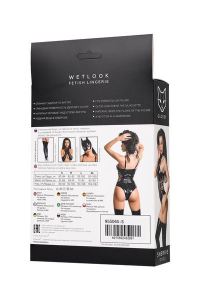 Боді Glossy Wetlook Sherrie, S (чорний) 131892 фото