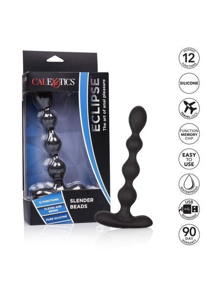 Анальні намиста з вібрацією CalExotics Eclipse Slender Beads, 17,8 см (чорний) 14186 фото