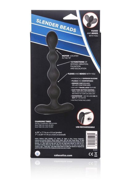 Анальні намиста з вібрацією CalExotics Eclipse Slender Beads, 17,8 см (чорний) 14186 фото