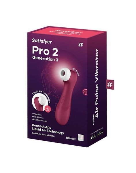 Вакуумный стимулятор клитора с вибрацией Satisfyer Pro 2 Generation 3 Connect App (бордовый) 60564 фото