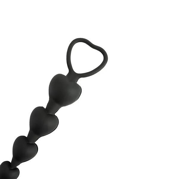 Анальний ланцюжок Fantasy Anal Beads Heart, 18 см (чорний) 229478 фото