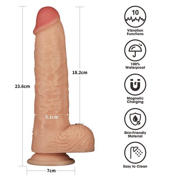 Вибратор Lovetoy Power Basics Cock 9.5'', 23.6 см (телесный) 212276 фото