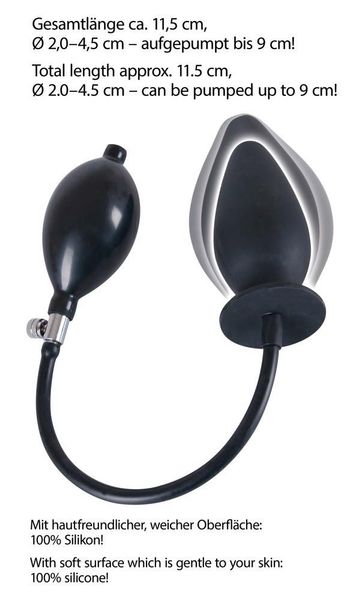 Анальна пробка True Black Inflatable Anal Plug, 11,5 см (чорний) 5037 фото