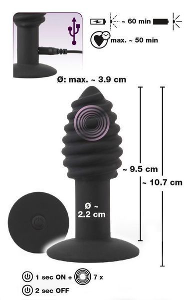 Анальная пробка с вибрацией Orion Black Velvets Twist plug, 10,7 см (черный) 26012 фото