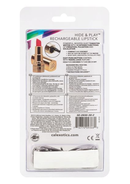 Вибратор для клитора CalExotics Hide & Play Lipstick Recharge, 7,5 см (красный) 7807 фото