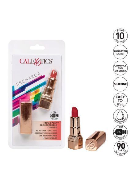 Вибратор для клитора CalExotics Hide & Play Lipstick Recharge, 7,5 см (красный) 7807 фото