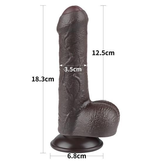 Фаллоимитатор с присоской Lovetoy Sliding Skin Dual Layer, 18,3 см (черный) 49390 фото