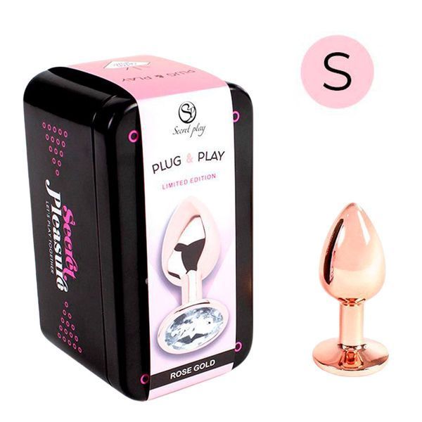 Анальная пробка с кристаллом Secret Play Rose Gold S, 7 см (прозрачный) 130038 фото