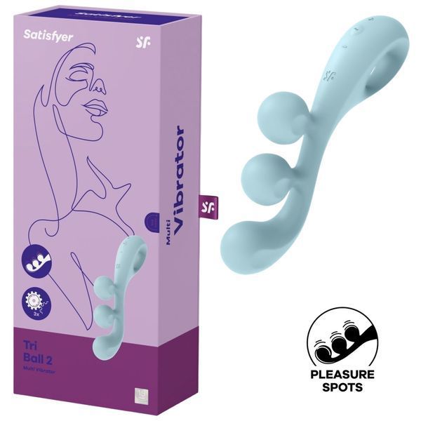 Вібратор для потрійної стимуляції Satisfyer Tri Ball 2, 20,5 см (блакитний) 30042 фото