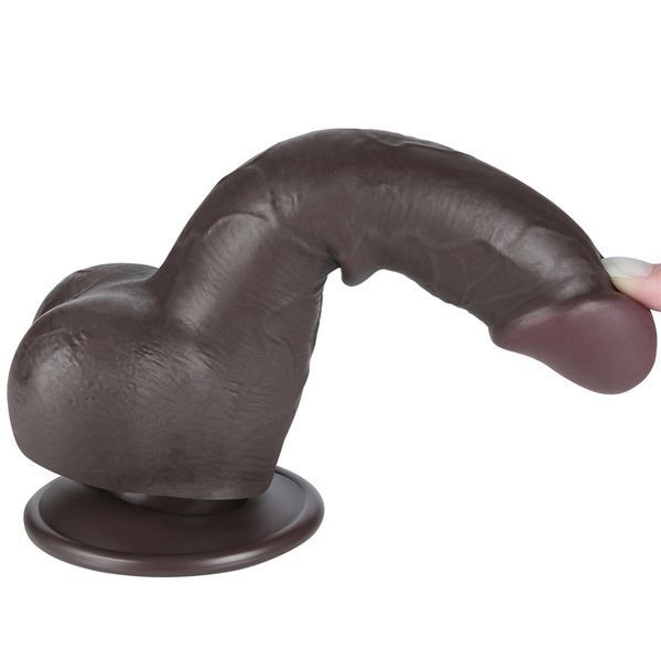Фалоімітатор Lovetoy Sliding-Skin Dual Layer Dong 7.5'', 19.5 см (чорний) 129210 фото