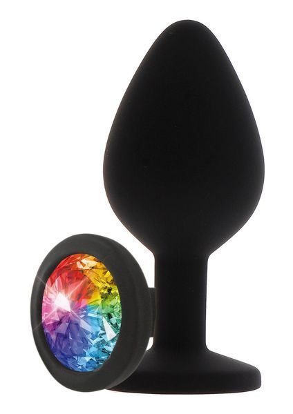 Анальная пробка с кристаллом ToyJoy Rainbow Booty Jewel Medium, 8 см (черный) 76366 фото
