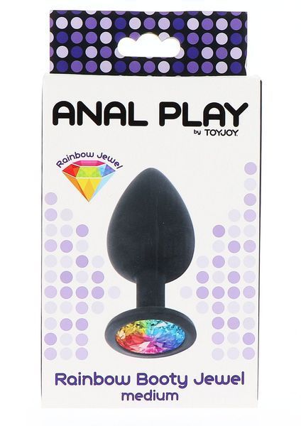 Анальная пробка с кристаллом ToyJoy Rainbow Booty Jewel Medium, 8 см (черный) 76366 фото