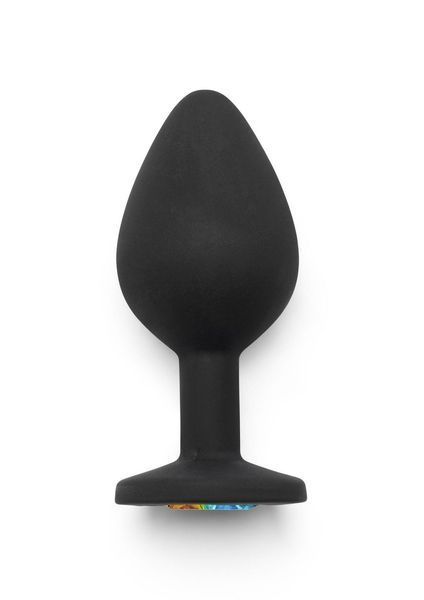 Анальная пробка с кристаллом ToyJoy Rainbow Booty Jewel Medium, 8 см (черный) 76366 фото
