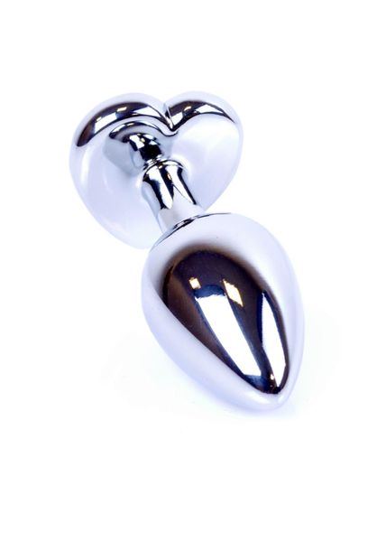 Анальна пробка с кристаллом Jewellery Silver Heart Plug, 7х2.7 см (красный) 7979 фото