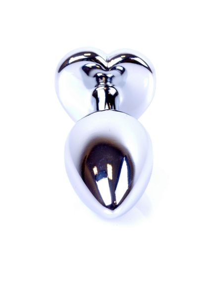 Анальна пробка с кристаллом Jewellery Silver Heart Plug, 7х2.7 см (красный) 7979 фото