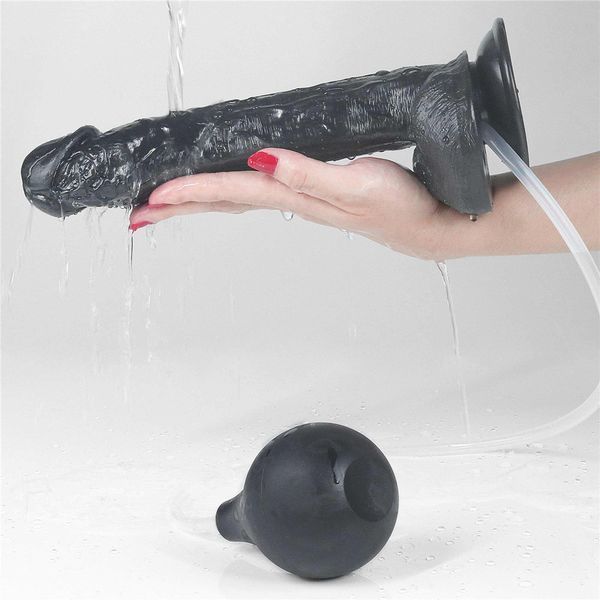 Фалоімітатор LoveToy Squirting 11'', 28 см (чорний) 28864 фото