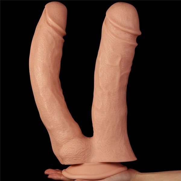 Фаллоимитатор для двойного проникновения LoveToy King-sized, 33 см (телесный) 28616 фото