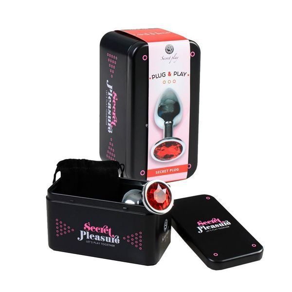Анальна пробка Secret Play Metal Butt Plug Red M, 8,5 см (червоний) 18371 фото