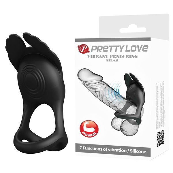 Віброкільце Pretty Love Silas Vibrant Penis Ring, 9,5 см (чорний) 54078 фото