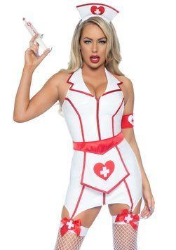 Эротический костюм Leg Avenue Vinyl ER Hottie, XS (белый) 122222 фото