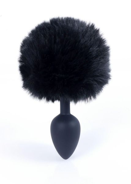 Анальна пробка Boss Jewellery Silicon Bunny Tail, 6,5 см (чорний) 8018_EU фото