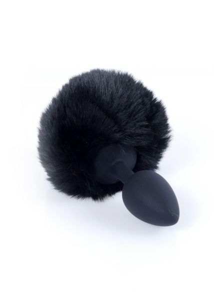 Анальна пробка Boss Jewellery Silicon Bunny Tail, 6,5 см (чорний) 8018_EU фото
