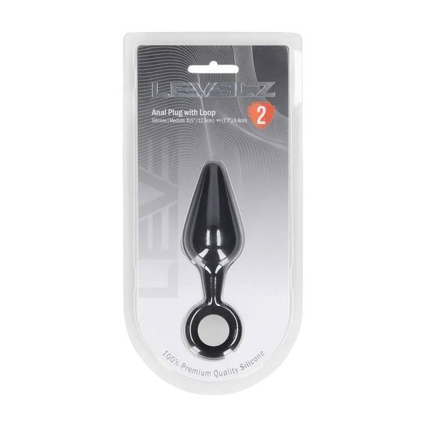 Анальная пробка Levelz Anal Plug with Loop M, 11.7 см (черный) 217864 фото