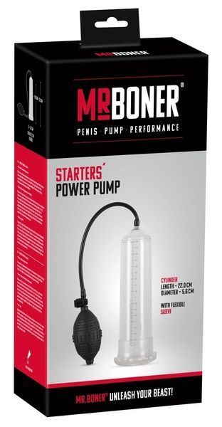 Помпа для пеніса Mister Boner Starters Power Pump, 22 см (прозорий) 81528 фото