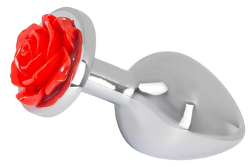 Анальная пробка Rose Butt Plug, 9 см (серебристый) 35826 фото
