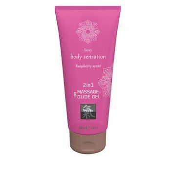 Лубрикант і масажний гель Shiatsu Berry Body Sensation 2in1 малина, 200 мл 17092 фото