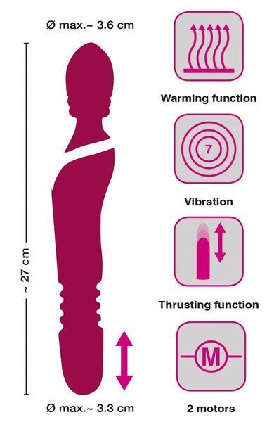 Вібратор Javida Warming & Thrusting Vibe, 27 см (рожевий) 19134 фото
