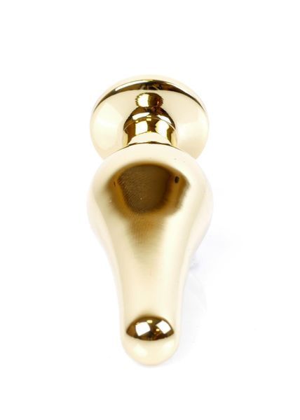 Металлическая анальная пробка с кристаллом Boss Jewellery Gold Butt Plug Light, 9,5 см (голубой) 7995 фото