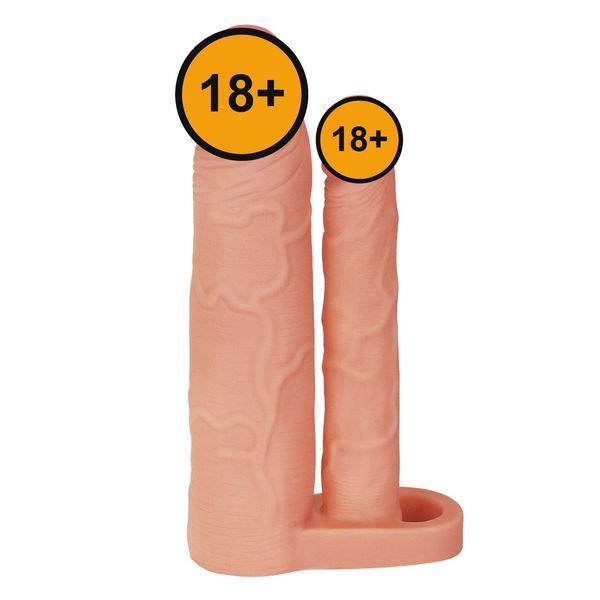 Насадка на пеніс Pleasure X-Tender Double Flesh Add 2, 20 см (тілесний) 29326 фото