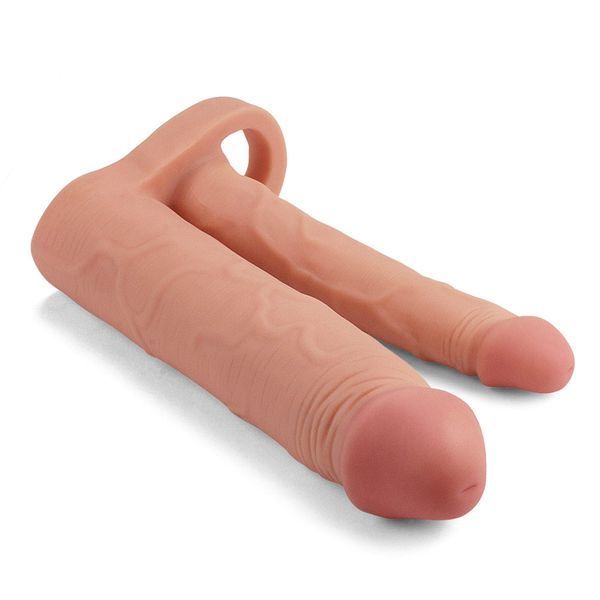 Насадка на пеніс Pleasure X-Tender Double Flesh Add 2, 20 см (тілесний) 29326 фото