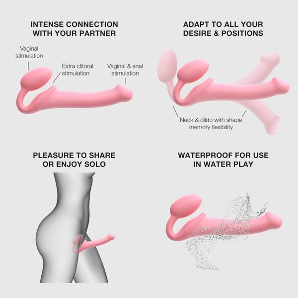 Страпон Dorcel Semi-Realistic Bendable Strap-On, M (рожевий) 62094_EU фото