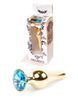 Металлическая анальная пробка с кристаллом Boss Jewellery Gold Butt Plug Light, 9,5 см (голубой)