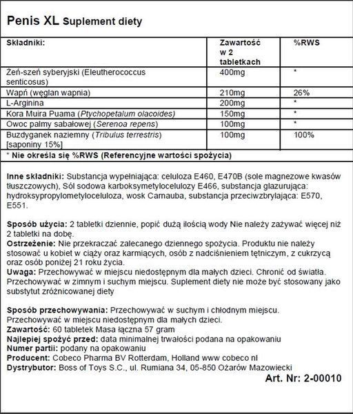 Таблетки для збільшення пеніса Cobeco Penis XL, 60 шт 37565 фото